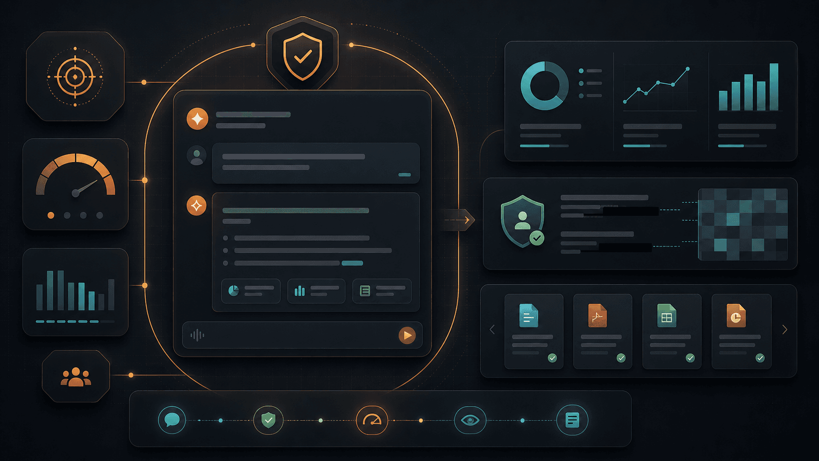 Rupert guardrail system showing scope controls, budget tracking, source validation, privacy-aware analytics, and a protected chat interface